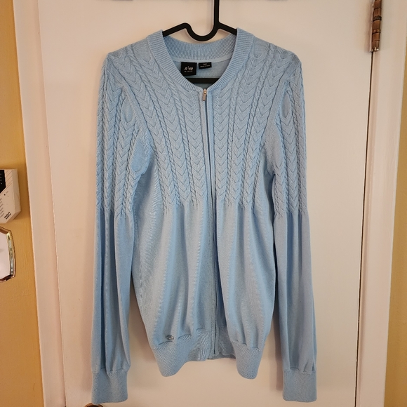 Blue cardigan with a zipper cotton blend - Picture 4 of 5